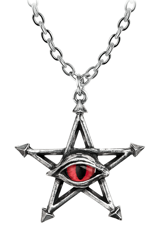 Red Curse Snake Eye Pendant With Magical Pentagram Design