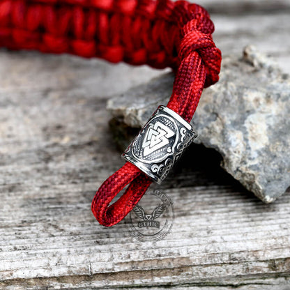 Red Thor’s Hammer Valknut Stainless Steel Paracord Bracelet