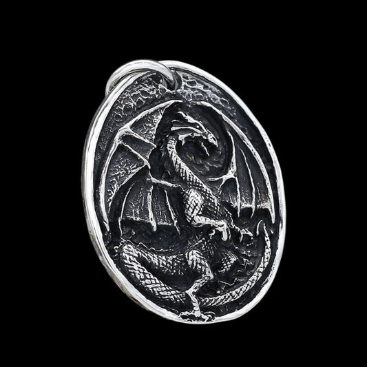 Retro Dragon Round Pendant