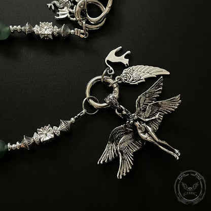 Retro Angel Wings Matte Beaded Alloy Pants Chain