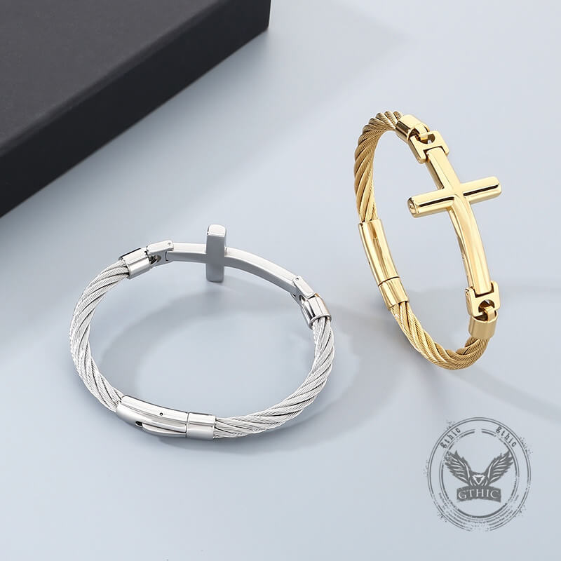Retro Cross Twisted Steel Wire Stainless Steel Bracelet