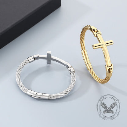 Retro Cross Twisted Steel Wire Stainless Steel Bracelet