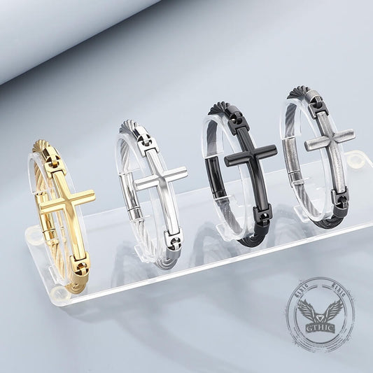 Retro Cross Twisted Steel Wire Stainless Steel Bracelet