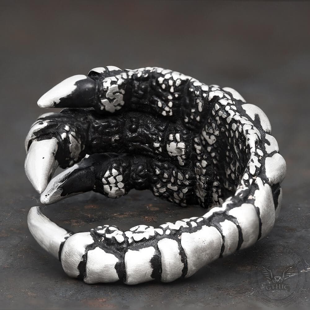 Retro Dragon Claw Brass Sterling Silver Ring