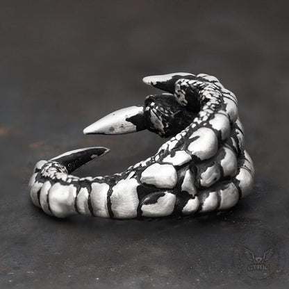 Retro Dragon Claw Brass Sterling Silver Ring