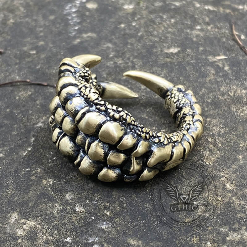 Retro Dragon Claw Brass Sterling Silver Ring