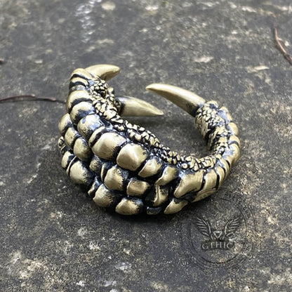 Retro Dragon Claw Brass Sterling Silver Ring