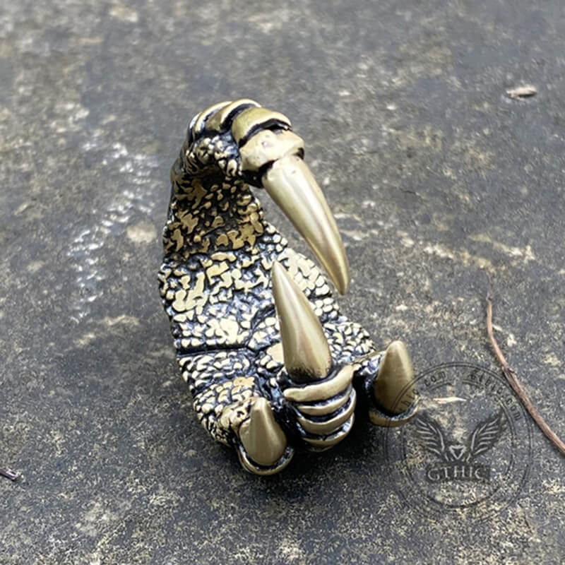 Retro Dragon Claw Brass Sterling Silver Ring