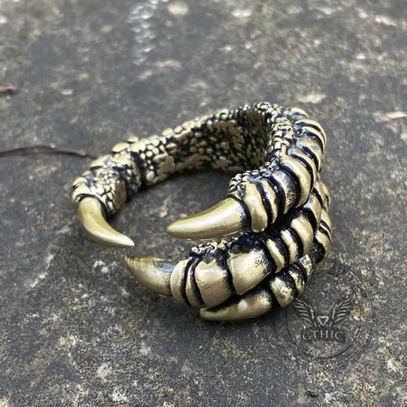 Retro Dragon Claw Brass Sterling Silver Ring