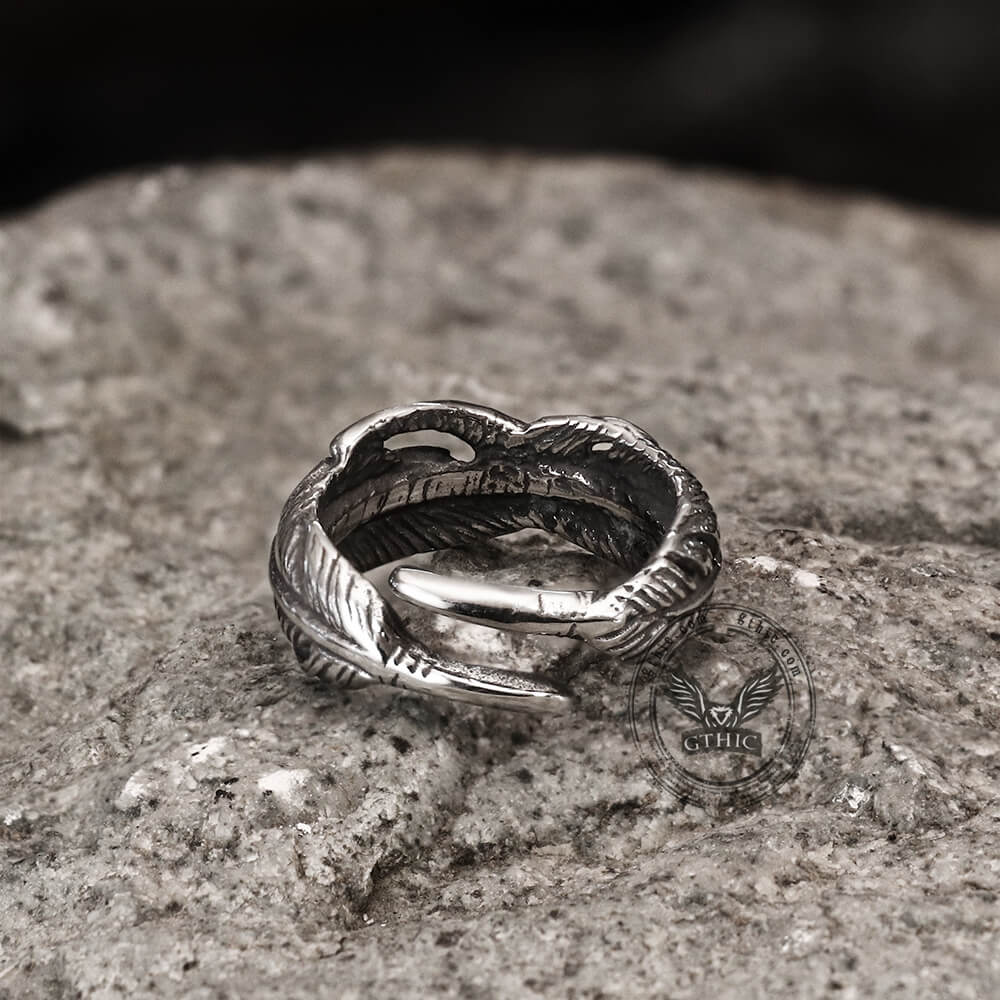 Retro Feather-shaped Stainless Steel Ring