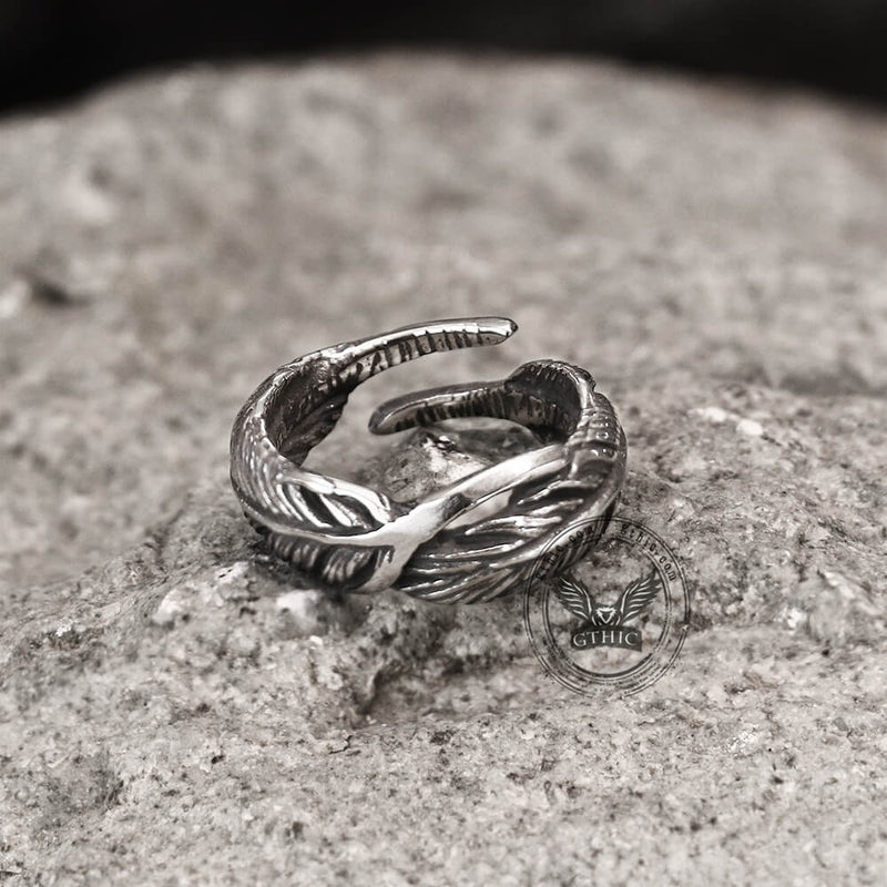 Retro Feather-shaped Stainless Steel Ring