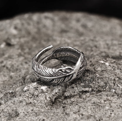 Retro Feather-shaped Stainless Steel Ring