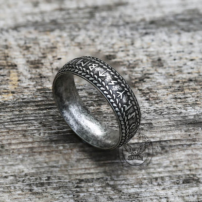 Retro Futhark Runes Stainless Steel Ring