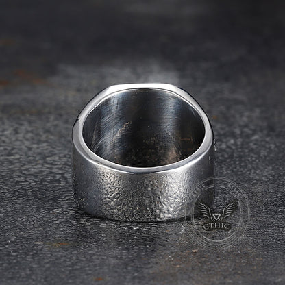 Retro Koi Square Stainless Steel Lucky Ring