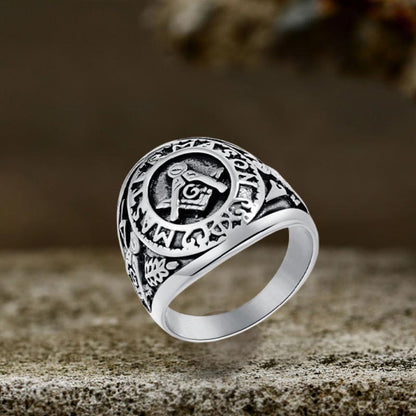 Retro Masonic Symbol Stainless Steel Ring