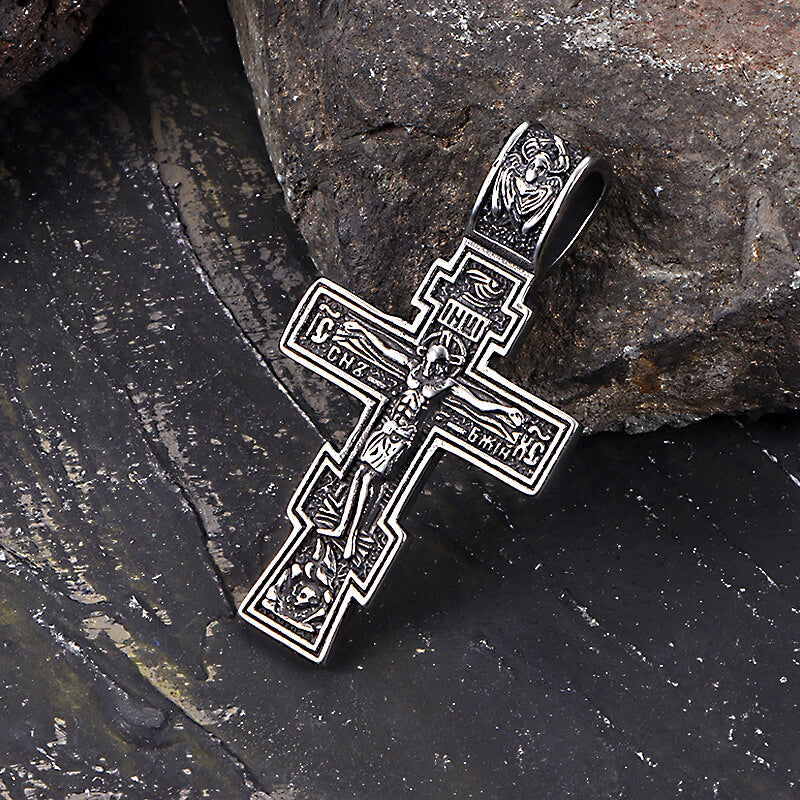 Retro Orthodox Crucifixion Stainless Steel Cross Pendant
