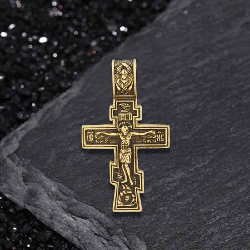 Retro Orthodox Crucifixion Stainless Steel Cross Pendant