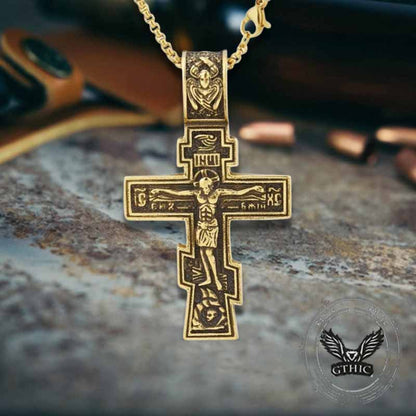 Retro Orthodox Crucifixion Stainless Steel Cross Pendant