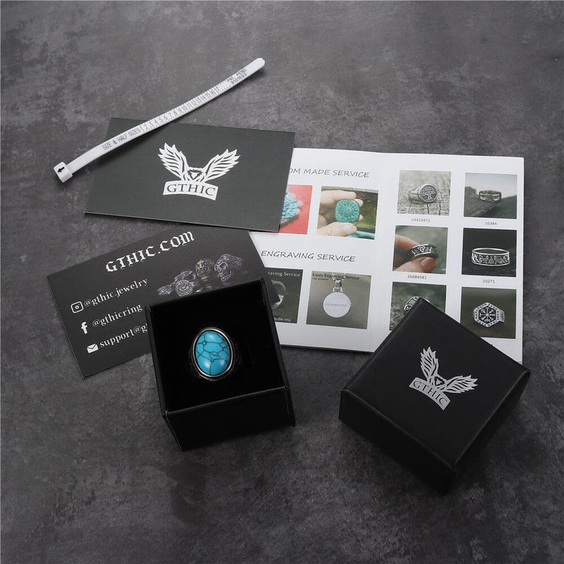 Retro Pattern Gem Stainless Steel Ring