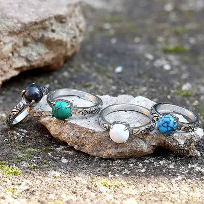 Gothic Gem-set Stainless Steel Ring
