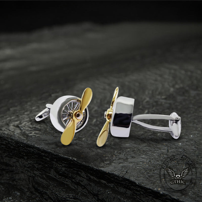 Retro Propeller Brass Cufflinks