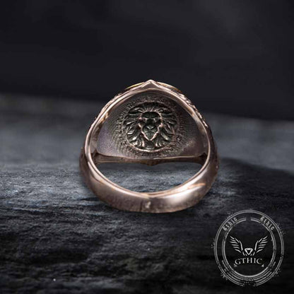 Retro Roaring Lion's Fury Gem Sterling Silver Ring