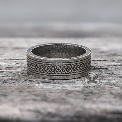 Retro Runes Celtic Knot Stainless Steel Ring