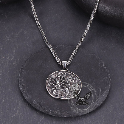 Retro Scorpion Stainless Steel Animal Round Pendant