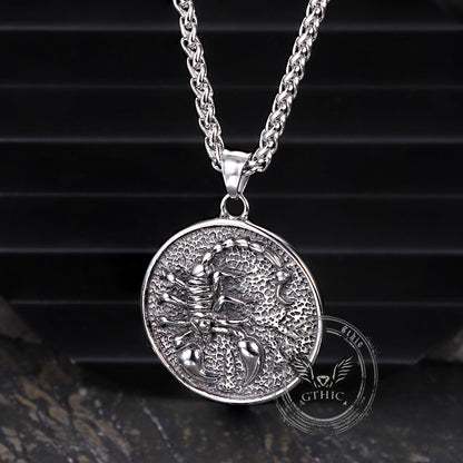 Retro Scorpion Stainless Steel Animal Round Pendant