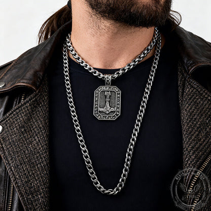 Retro Square Thor's Hammer Stainless Steel Viking Pendant