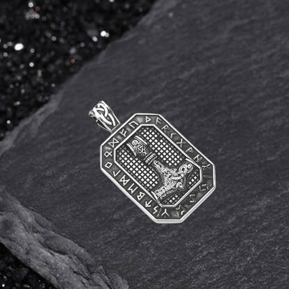 Retro Square Thor's Hammer Stainless Steel Viking Pendant
