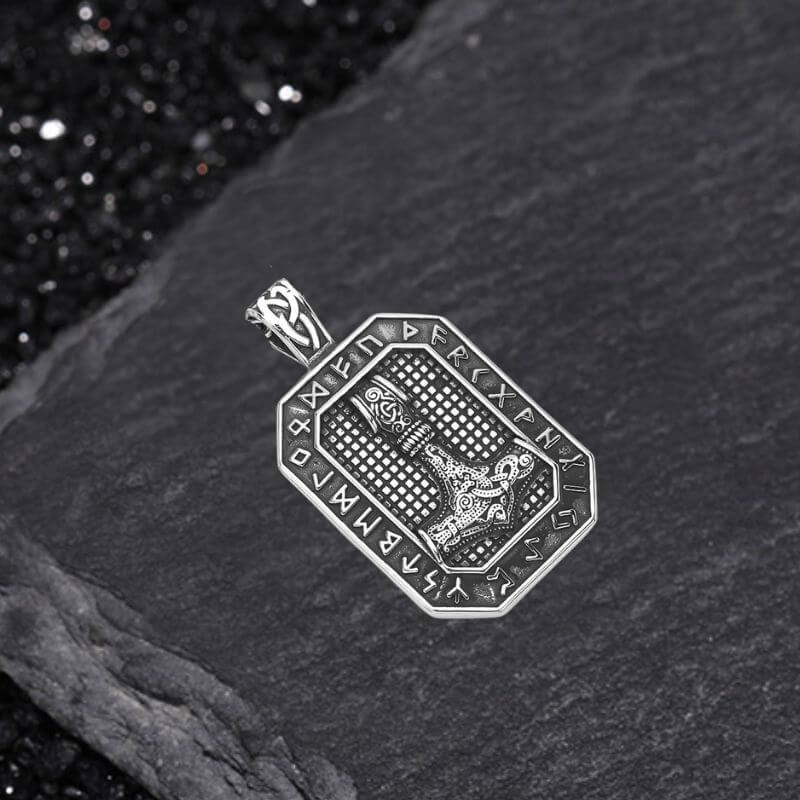 Retro Square Thor's Hammer Stainless Steel Viking Pendant