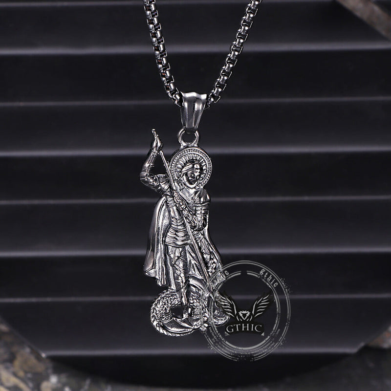 Retro St. George Slay Dragon Stainless Steel Pendant