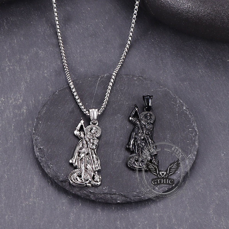 Retro St. George Slay Dragon Stainless Steel Pendant