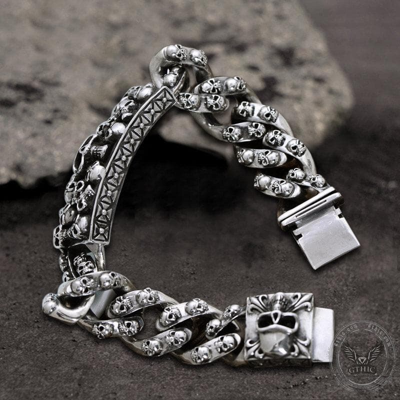 Retro Sterling Silver Skull Bracelet