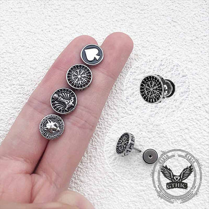 Retro Viking Pattern Stainless Steel Stud Earrings