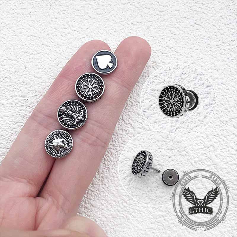 Retro Viking Pattern Stainless Steel Stud Earrings