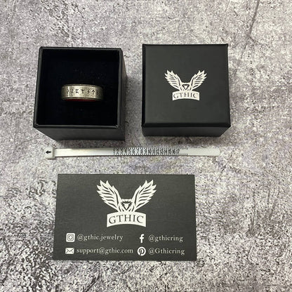 Retro Wood Runes Stainless Steel Viking Ring