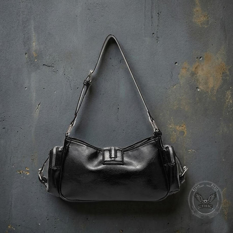 Retro Y2k Motorcycle Shoulder Pu Leather Handbag