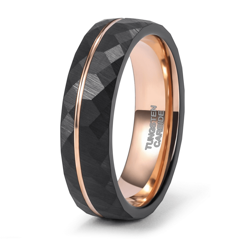 Rhombus Patterned Band Ring in Tungsten Steel / and Cool Black Rings