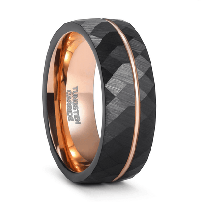 Rhombus Patterned Band Ring in Tungsten Steel / and Cool Black Rings