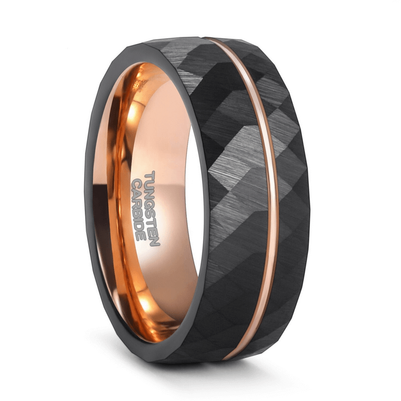 Rhombus Patterned Band Ring in Tungsten Steel / and Cool Black Rings