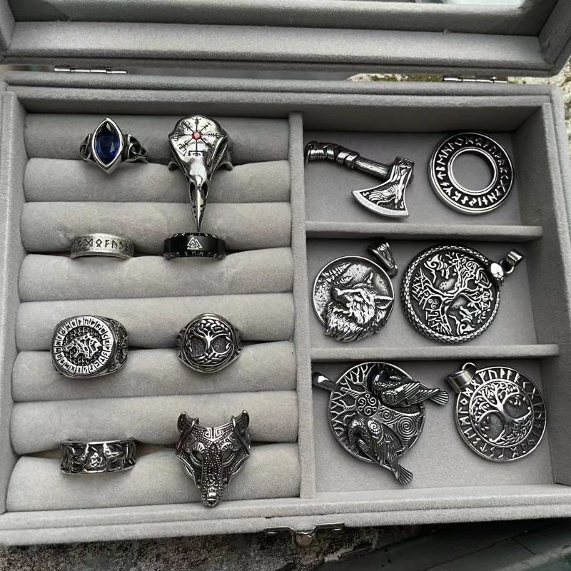 Rings and Pendants Viking Jewelry Set