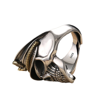 Rock Style Adjustable Ring With Pirate Captain Skull / 925 Sterling Silver Jewelry