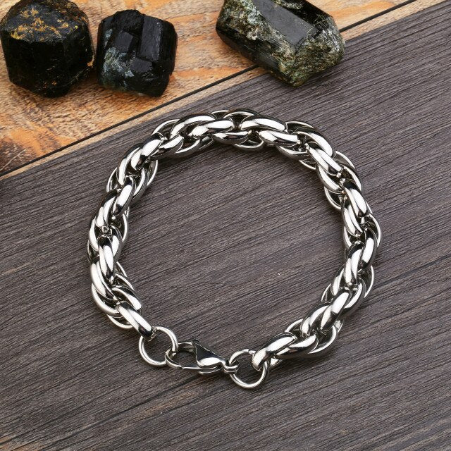 Rock Style Chain Wide Bracelet / Bangle Personality Stainless Steel Jewelry