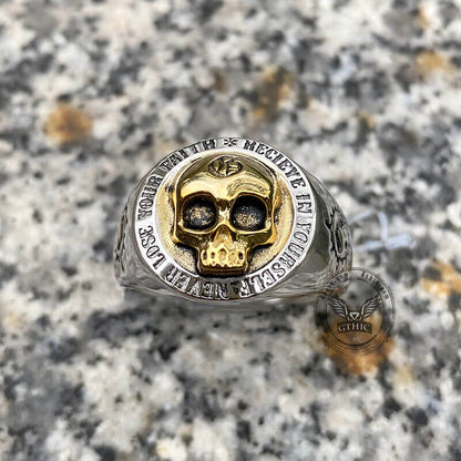 Rock Symbol Sterling Silver Skull Ring