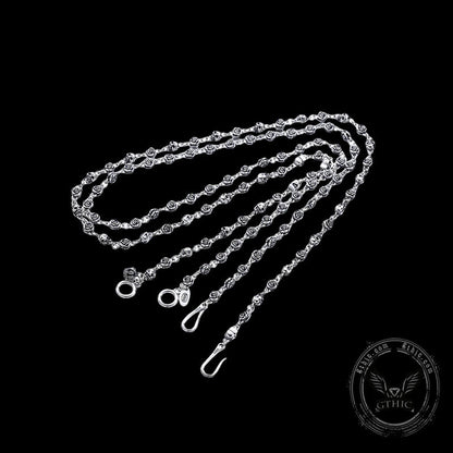 Rose Skull Chain Sterling Silver Necklace