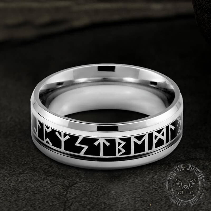 Runic Circle Stainless Steel Viking Ring