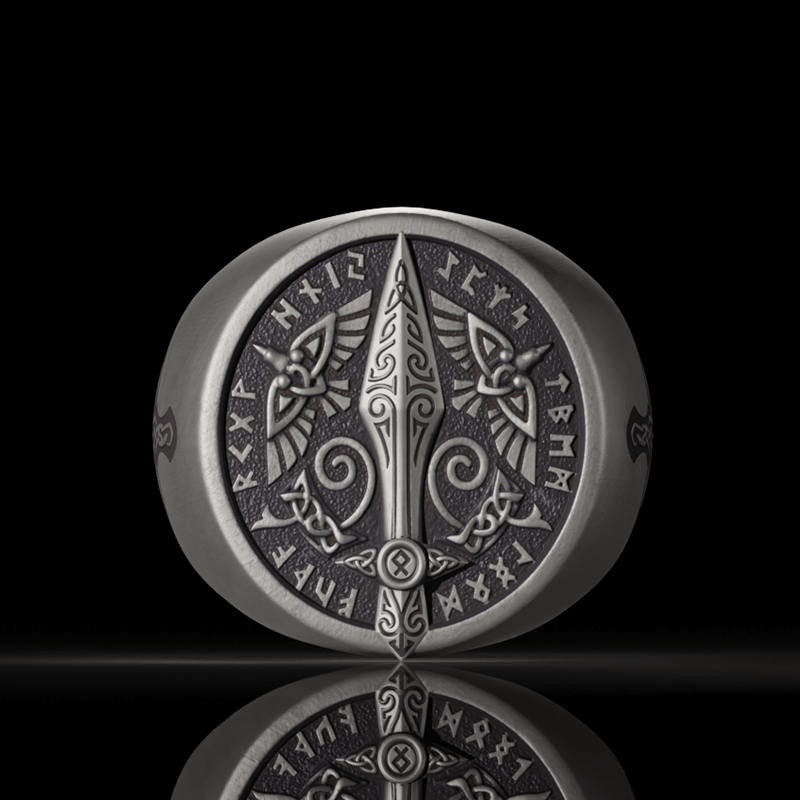 Runes Sword Sterling Silver Viking Ring