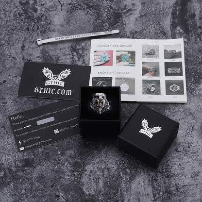Saber-toothed Tiger Head Sterling Silver Ring